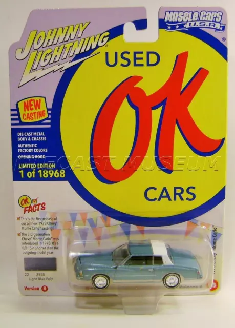 1978 '78 Chevy Monte Carlo Blue V/B Used Ok Cars Johnny Lightning Diecast 2022