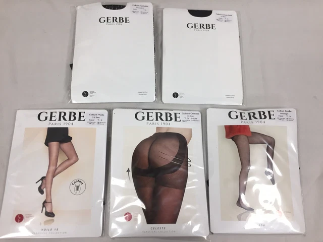 Lot De 5 Bas (collants) Gerbe Noirs Taille 1 - Modèles Différents (jarretières) - Neufs Avec étiquettes