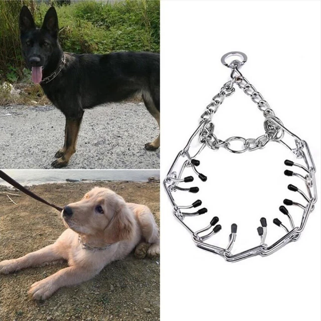 Pizzico in metallo cane catena addestramento collare per cani collana punte in gomma