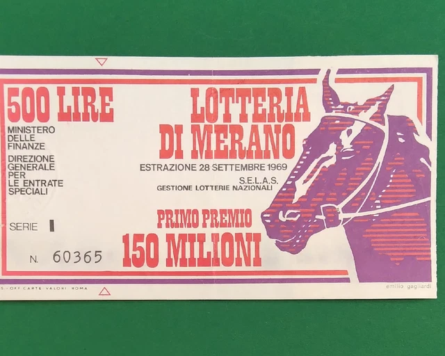 Biglietto Lotteria Di Merano 1969