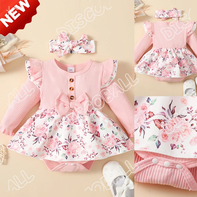 Newborn Baby Girl Clothes Infant Romper Floral Suspender Dress Outfit Jumpsuit