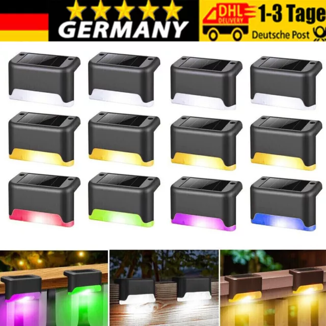 4-16 LED Solarleuchten Zaunleuchte Wandlampen Gartenleuchte Außen Treppen Lampe