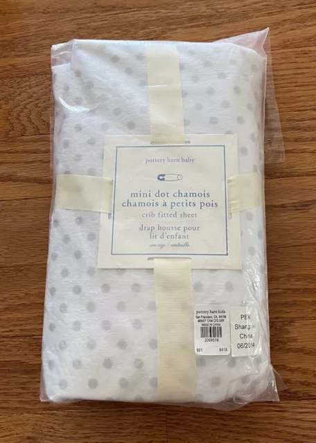 Pottery Barn Baby Kids Luxe Chamois Crib Fitted Sheet Grey Pin Dots NWT soft