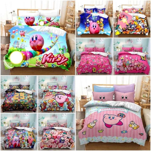 Kids Kirby Quilt Duvet Cover Pillowcase Bedding Set Single Double Xmas Gift