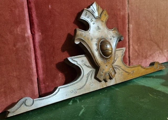 Scroll Armorial blazon carving pediment Antique french architectural salvage 24"