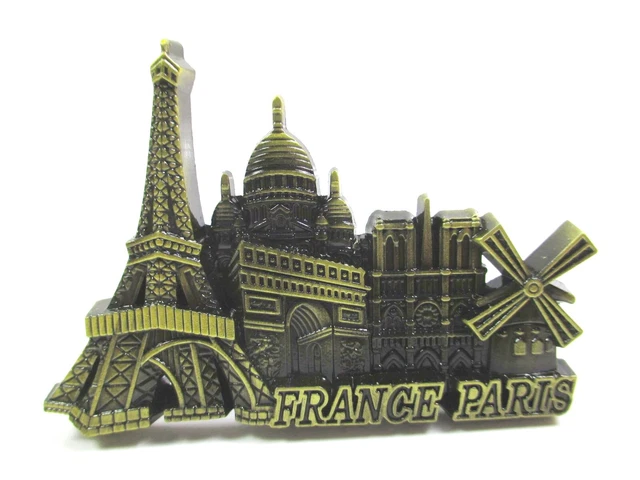 Portachiavi Parigi Con Torre Eiffel E Notre Dame – Portachiavi In Metallo Piatto E Liscio, Altezza 6 Cm, Souvenir Francese