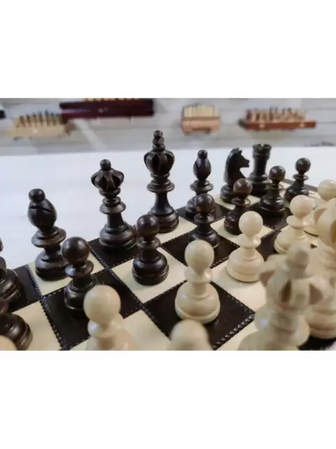 Juego de ajedrez de lujo tablero de ajedrez de madera maciza piezas de... 2