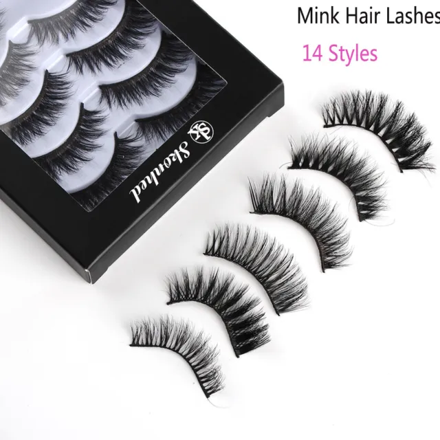 SKONHED 5 Pairs 3D Mink Hair False Eyelashes Thick Wispy Lashes Natural Cross HQ 2