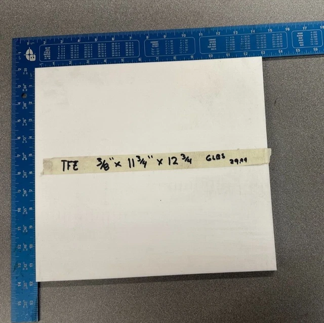 3/8" Thick PTFE VIRGIN TEFLON PLATE / SHEET .375" x 11.750" X 12.750"