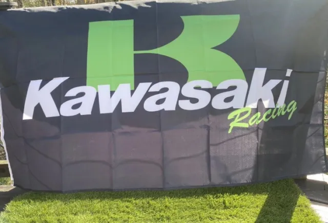 Kawasaki Racing Moto Flag Banner 3’x 5’ New