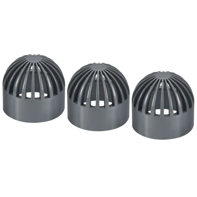 3Pcs 1" Atrium Grate Cover Round Outdoor UPVC Sewer Drain Pipe Fitting Gray