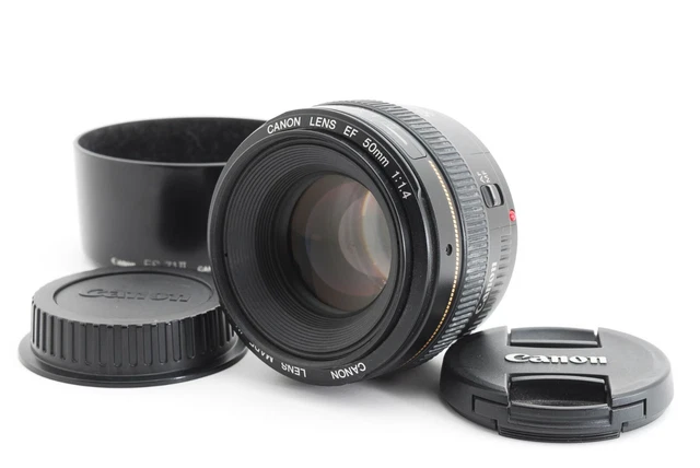 Canon Ef 50mm F/1.4 USM Standard Prime Objectif Avec / Capuche Fait au Japon Mis