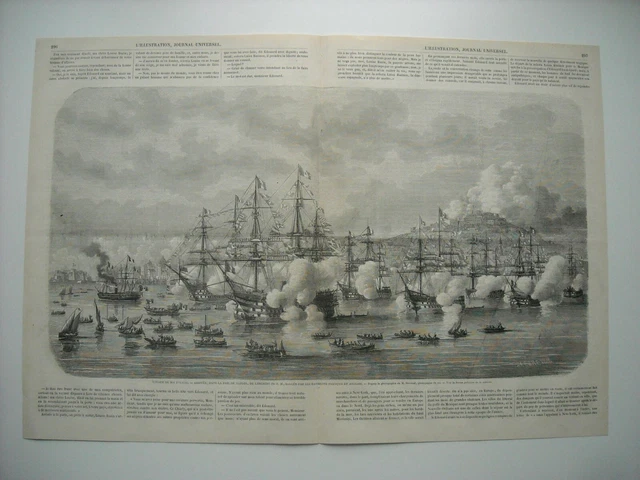 GRAVURE 1862. VOYAGE DU ROI D’Italie. ARRIVEE, DANS LA BAIE DE NAPLES, DE L'ESCA