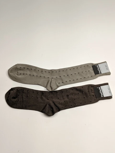 Neuf avec étiquettes 2 paires de chaussettes habillées pour hommes en coton vert et marron nylon Paul Sache taille10-13