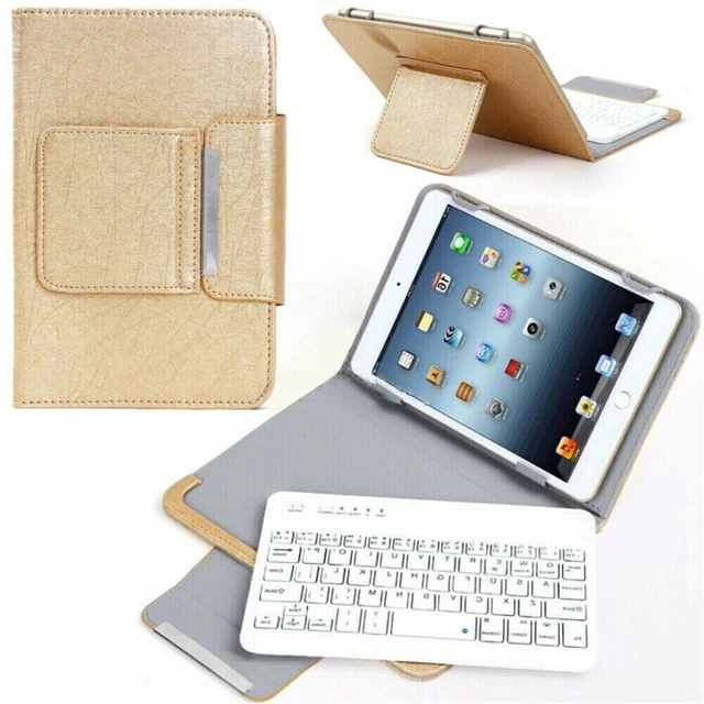 Gold For Universal 7" 7.9" 8" Tablet Leather Case Bluetooth Keyboard Stand Cover