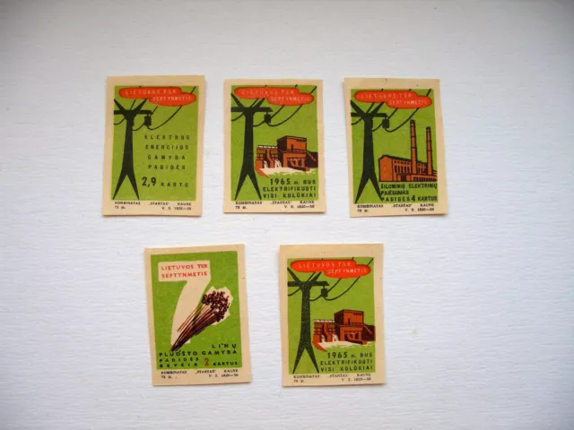 Matchbox Labels 1956 Set ( 5 ) USSR CCCP Factory " STARTAS "  rare Lithuania