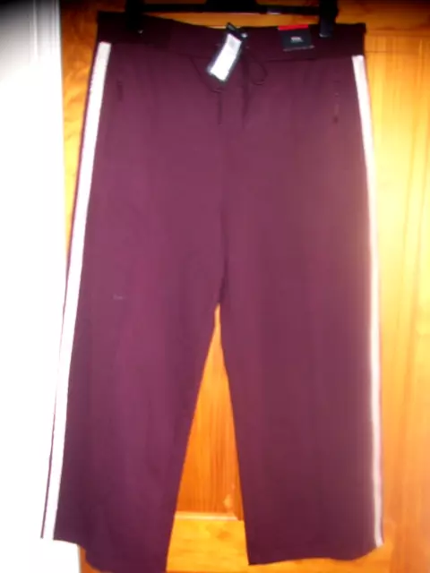 Nwt M&S Collection Burgundy Wide High Rise Stretch Trousers Leg 28Ins Size 18