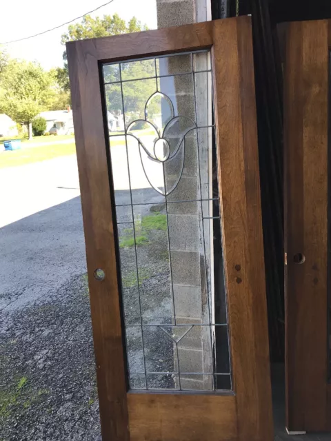 MaRTOL346 Antique Tulip Beveled leaded glass Birch door 33.75 x 79.5 X1.75