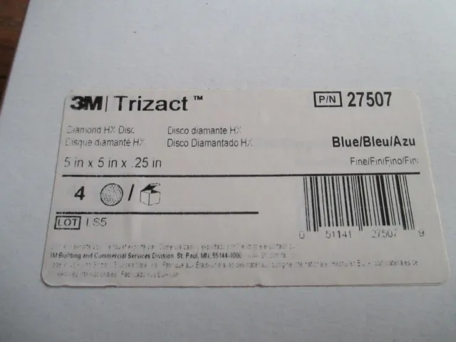 3M  27507 Trizact Box Of 4 Diamond Hx Discs 5" Blue Fine Floor Polishing