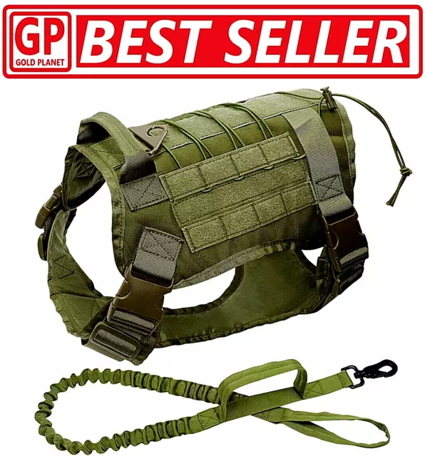 Vest Harness +Leash Tactical Working Dog Military K9 Heavy Duty Training No Pull
