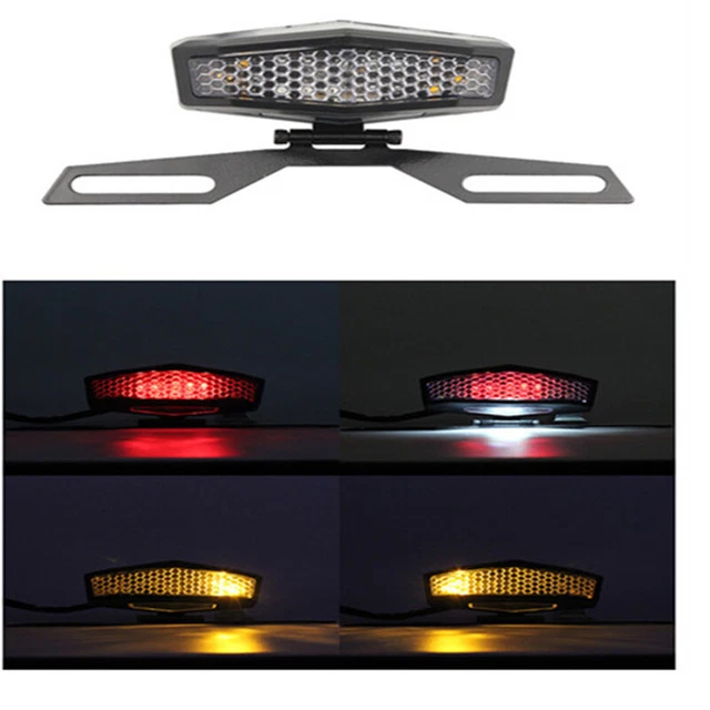 US Motorcycle Tail Brake Light Rear Lamp License Plate Turn Signal Assembly Part