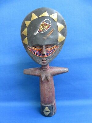GHANA West African Carving SCULPTURE UNIQUE AKAN  FEMALE TOTEM  Ethnic Art B