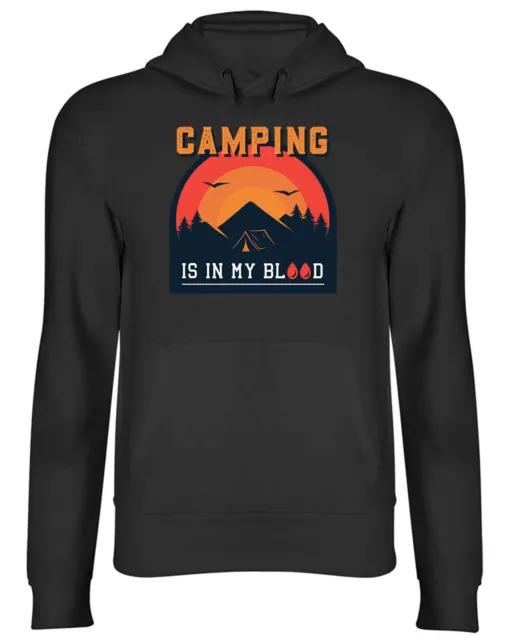 Funny Camping Hoodie Mens Womens Camping is in my Blood Top Camper Gift