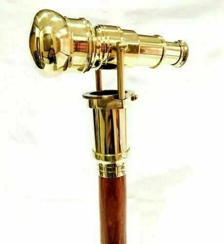 ANCIEN BÂTON DE marche nautique en bois télescope laiton canne cadeau