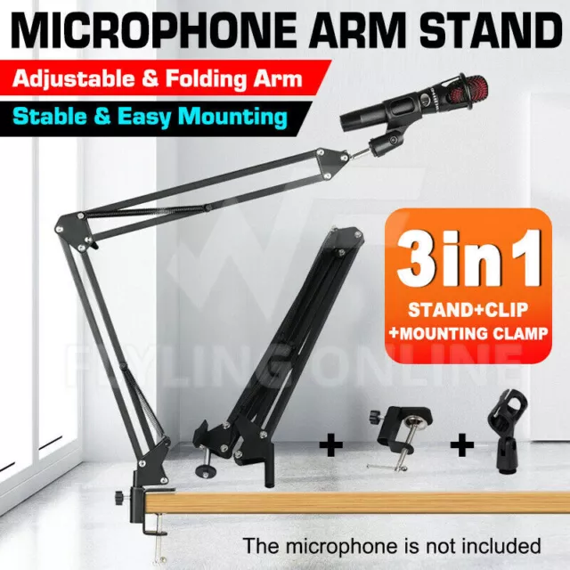 Pro Mic Microphone Suspension Boom Arm Desktop Stand Holder Mount for Broadcast