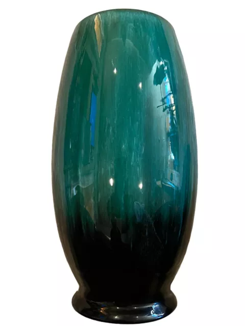 Vintage 1960s Blue Mountain Pottery Green and Black Drip Glaze 11"  Vase Canada