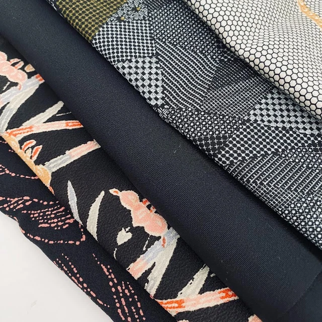 Bundle #Black Vintage Silk Fabric Scraps Japanese Kimono Fabric Bag
