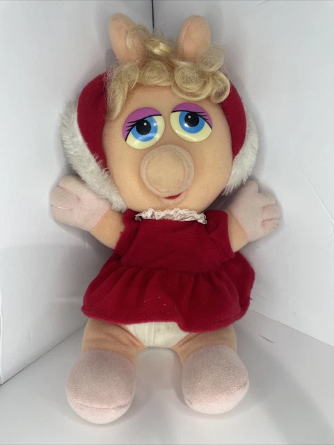 Vintage Baby Miss Piggy Stuffed Plush Christmas Jim Henson Muppet Babies 1987