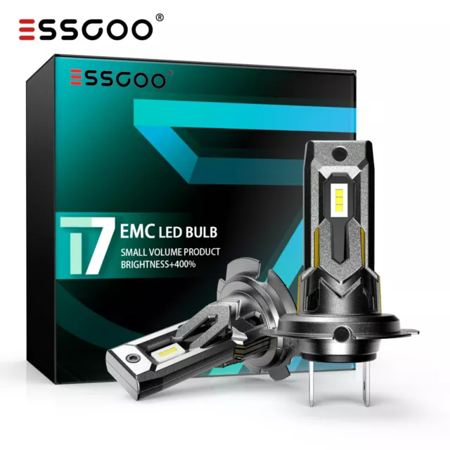 ESSGOO 2X 100W Car H7 LED Headlight Bulbs Kit 6500K Super White Bright 30000LM