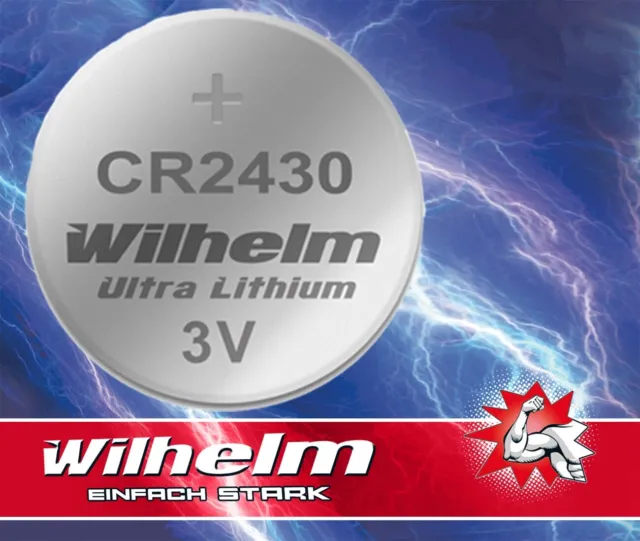 6 x Wilhelm CR2430 Lithium Knopfzelle 3V Blister Neu!