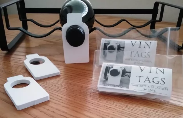 Wine collection storage tags, 100 Vin Tags, BLANK DESIGN, 2 packs of 50 tags.