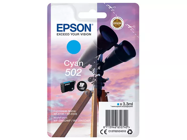 CARTOUCHE EPSON JUMELLES 502 CYAN / T02V2 bleue pas noir noire magenta jaune xl