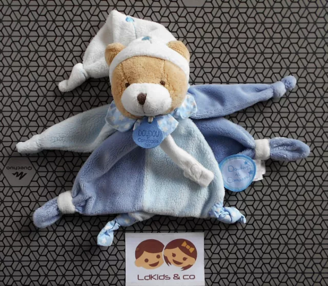 DOUDOU ET COMPAGNIE D&C OURS PETIT CHOU ATTACHE SUCETTE BLEU Etoiles 16 cm D1103