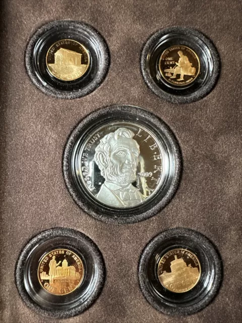 2009 Lincoln Coin & Chronicles Proof Set 4 Pennies 1 Silver Dollar US Mint w/COA