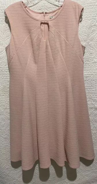 Sandra Darren Women's Sleeveless Solid Knit Fit & Flare Light Pink Dress Size 14