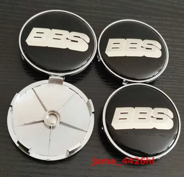 4x 68mm Black/Sliver BBS Wheel Centre Hub Caps Alloy Cap Set Badge