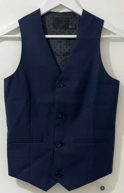 Asos Mens Navy Skinny Fit Suit Waistcoat Waist Coat Size 32"