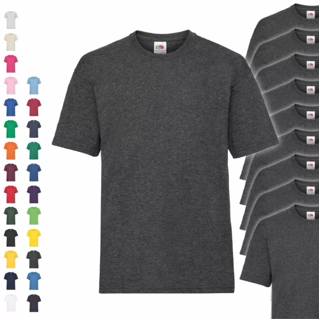 5 witte Fruit of the Loom T-shirts V-hals - T-shirt plein