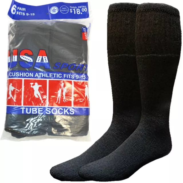 Mens 3-12 Paris Cotton Athletic First Quality Solid Sports Tube Socks Size 9-15