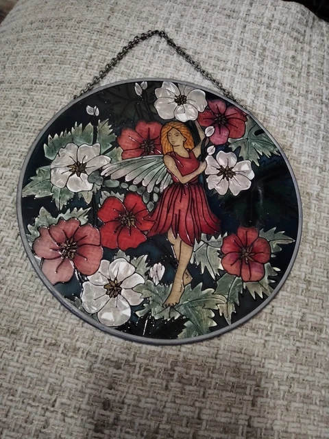 Glass Art Angel with flowers Stained Glass Window Home Deco