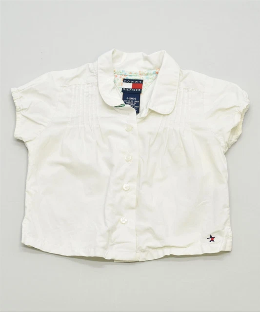 Camicia a maniche corte TOMMY HILFIGER bambina 6-9 mesi cotone bianco OG06 3