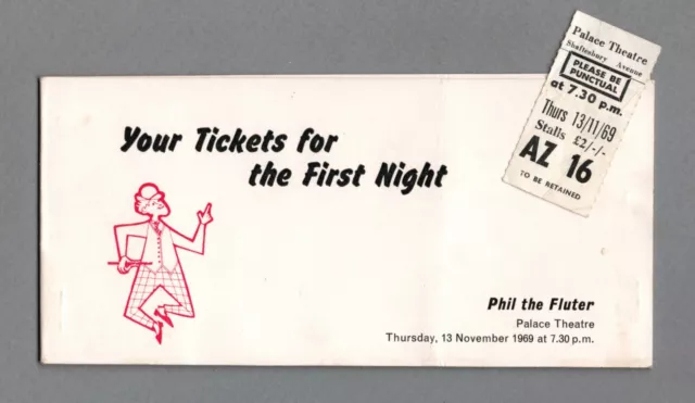 Evelyn Laye "PHIL THE FLUTER" Stanley Baxter 1969 London First Night Ticket