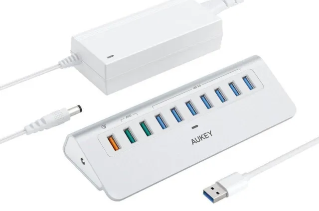 Aukey USB Hub 3.0 10 Port Schnelladen Verteiler PC Laptop