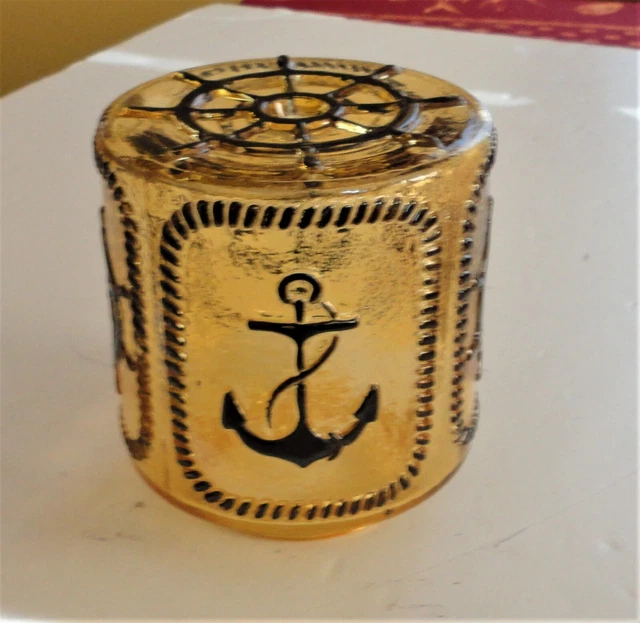 Textured Amber Glass Nautical Theme Light Fixture Sconce Shade Anchor Wheel