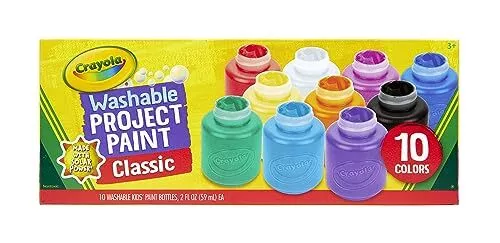 Crayola Washable Kids Paint Set Pack of 10 Bottles 2oz NEW