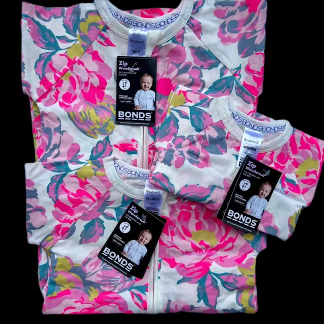 Size NB 2 3 • Bonds Girls Wondersuit Zippy Floral • BNWT